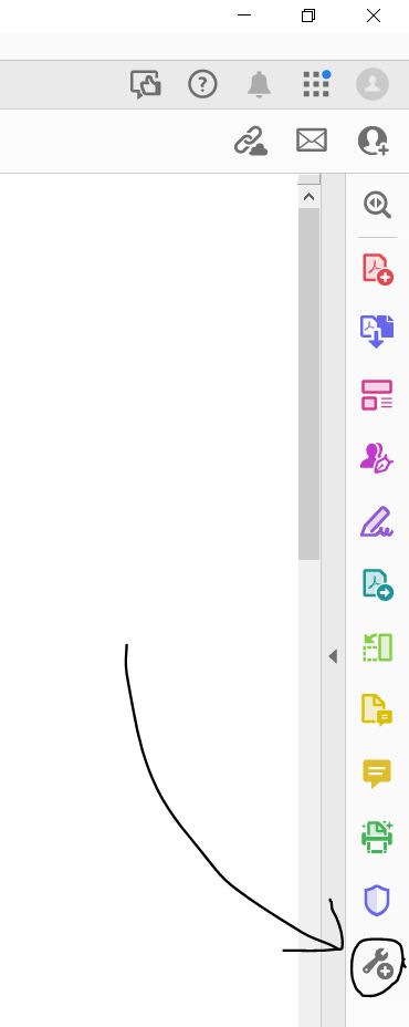 the more tools button on the right hand side of adobe acrobat